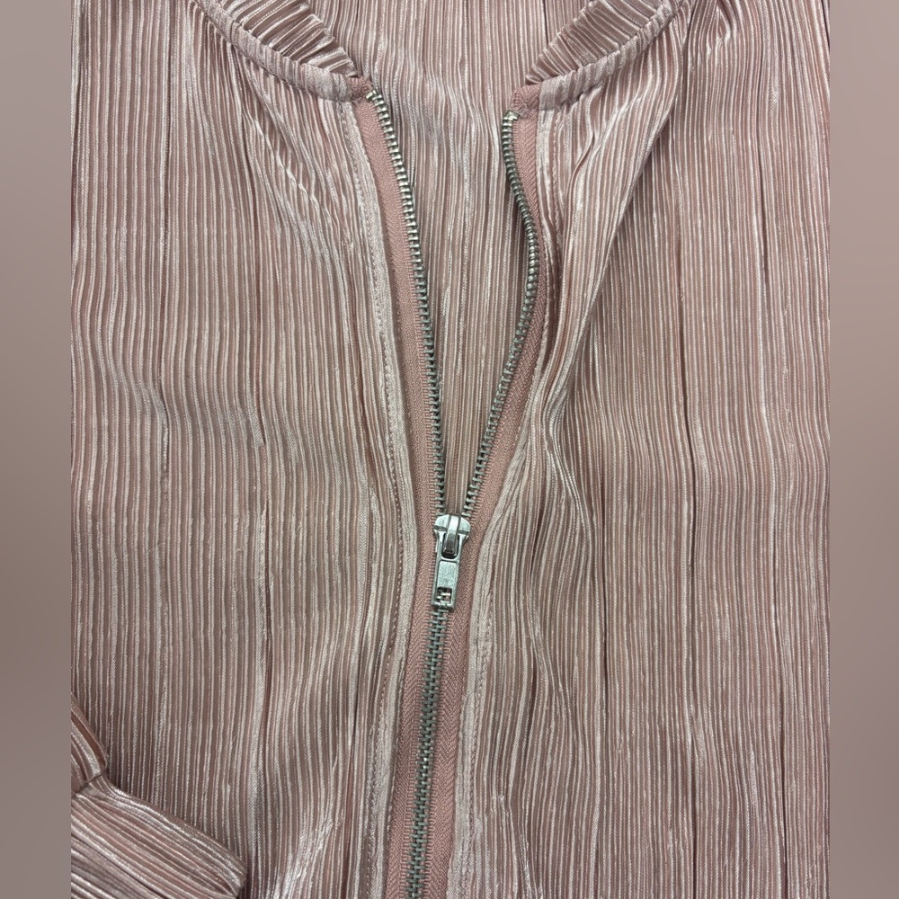 Hippie Laundry Silky Pale Champagne Pink Bomber Jacket - Picture 5 of 9